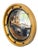 A fine English round or circular convex mirror featuring a Regency design of a moulded gilt frame and ebonized trim, with...