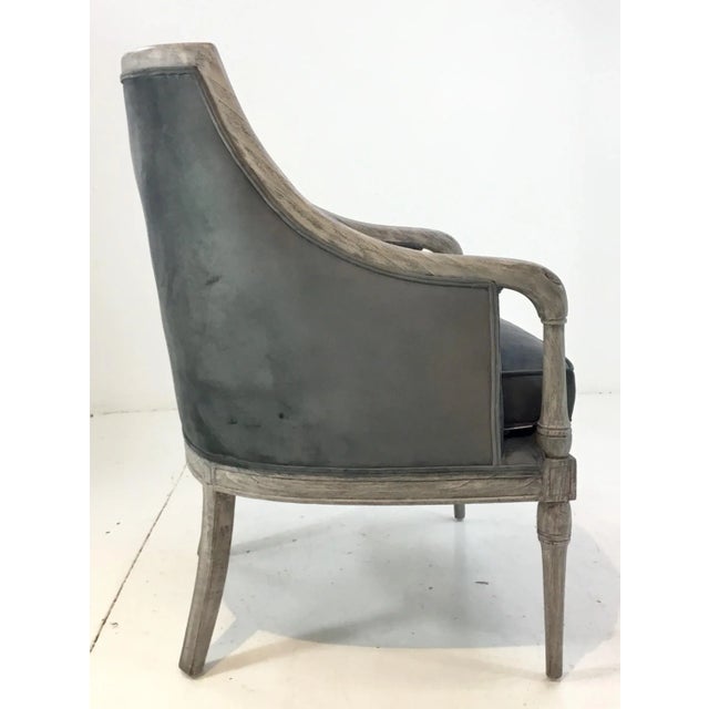 Transitional Gray Velvet Button Back Lounge Chair For Sale In Atlanta - Image 6 of 8