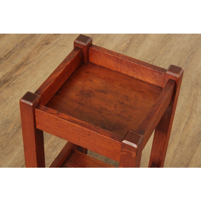 Brown Antique L. & J.G. Stickley Mission Oak Plant Stand For Sale - Image 8 of 12