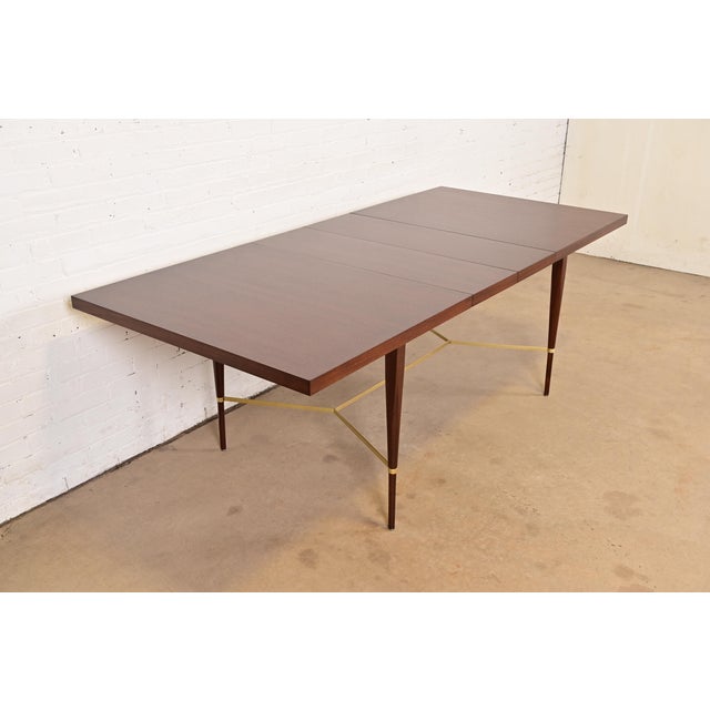 Mid-Century Modern Paul McCobb for Directional Mahogany and Brass Extension Dining Table, Newly Refinished For Sale - Image 3 of 15