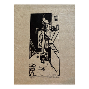 Joseph Solman1936 Woodblock Print Venus of 23rd St. Skid Row Woodcut NYC Great Depression WPA, 1936