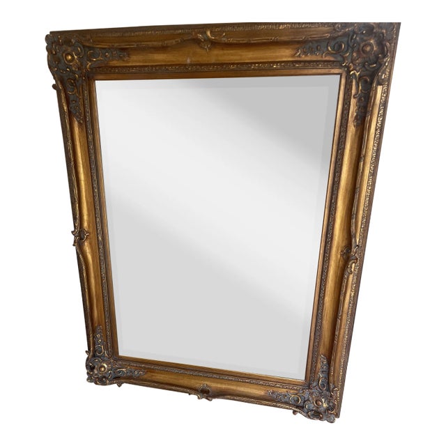 1980s Large Baroque Style Gilt Gold Leaf Mirror For Sale