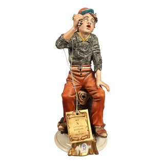 Vintage Porcelain Sculpture of Boy with Bunch of Grapes from Capodimonte, 1970s For Sale