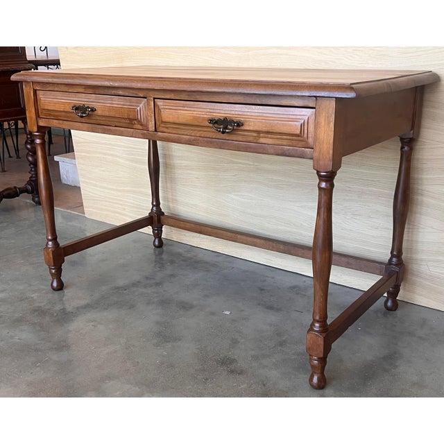 Early 20th Spanish Mobila Country Farm Desk with Two Drawers For Sale - Image 18 of 18