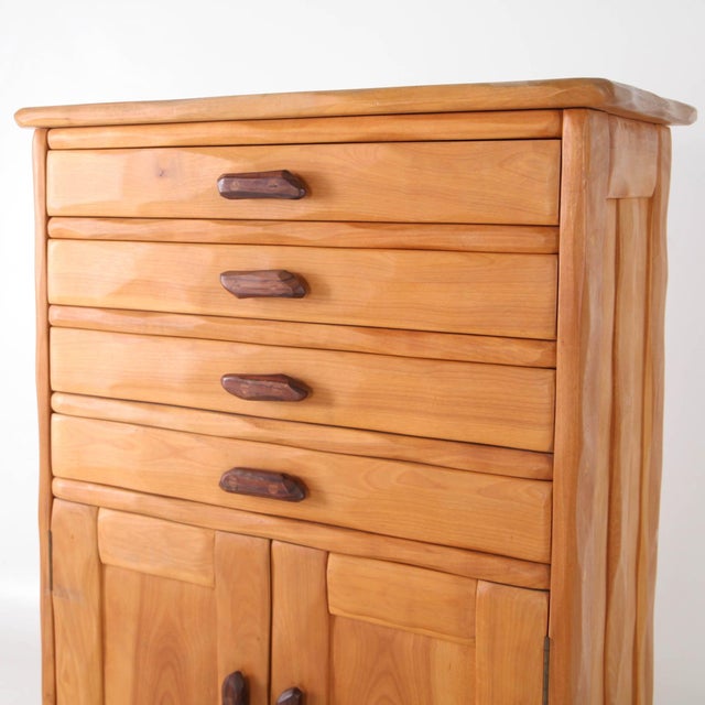 Small Carved Wood Chest of Drawers, 1980s For Sale - Image 6 of 18