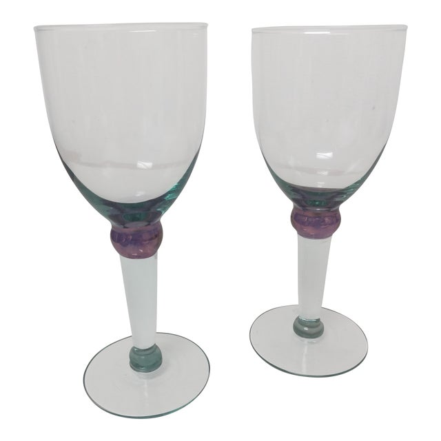 Blue & Purple Wine Glasses A Pair Chairish