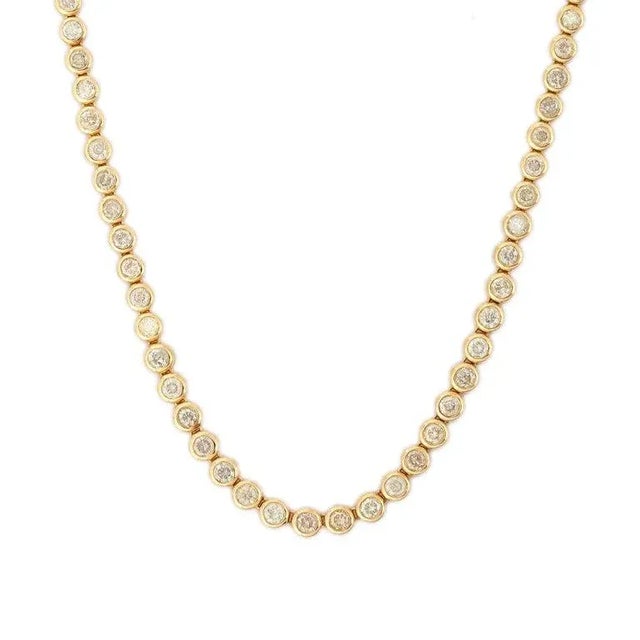 Gold 7.35 Carats Natural Diamond 18k Gold Wedding Tennis Necklace for Her by VRJewels For Sale - Image 8 of 14