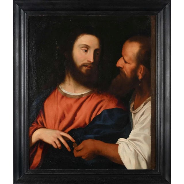 Baroque Venetian Tiziano School Artist, Christ of the Coin, 17th Century, Oil on Canvas For Sale - Image 3 of 6