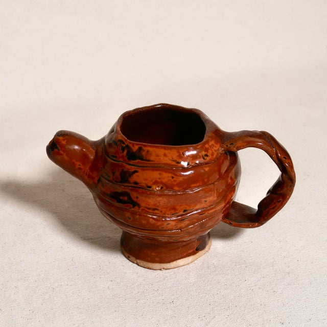 Ceramic Vintage Brutalist Wabi Sabi Sculptural Studio Pottery Red and Black Glaze Ceramic Vessel For Sale - Image 7 of 17