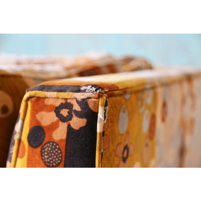 Yellow 1960s Attributed to Milo Baughman for Thayer Coggin Sofa Jack Lenor Larsen Primavera For Sale - Image 8 of 15