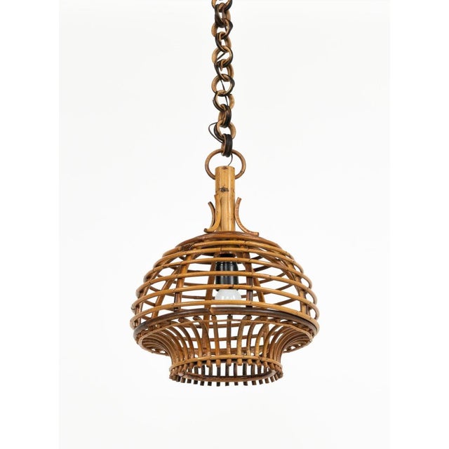 Mid-Century French Riviera Pendant in Bamboo and Rattan, Italy, 1960s For Sale - Image 4 of 12