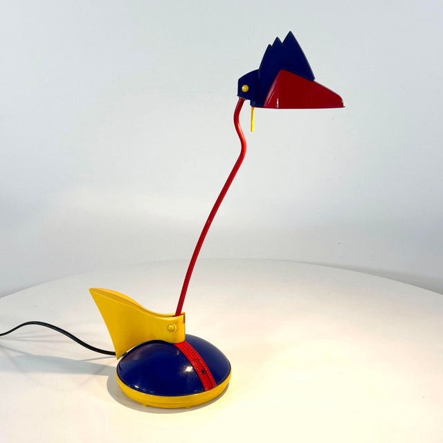 Postmodern Blue and Red Toucan Table Lamp from Brilliant Leuchten, Germany, 1980s, in Good conditions. Designed 1980 to...