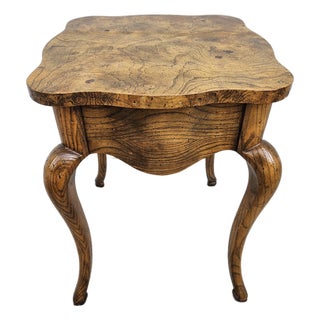 Baker Furniture Square Diminutive French Burlwood Side Table For Sale