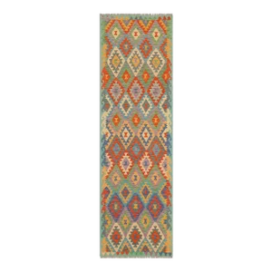 Kilim Rust Blue Hand Woven Rug - 2'9" X 9'7"