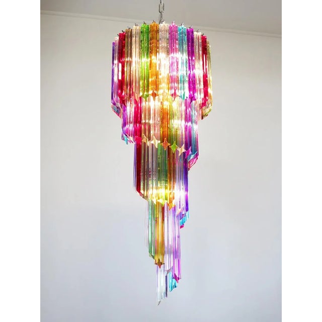 Vintage Italian Multicolored Glass and Metal Mariangela Chandelier, 1983 For Sale - Image 10 of 11