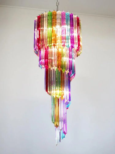Vintage Italian Multicolored Glass and Metal Mariangela Chandelier, 1983 Chandeliers