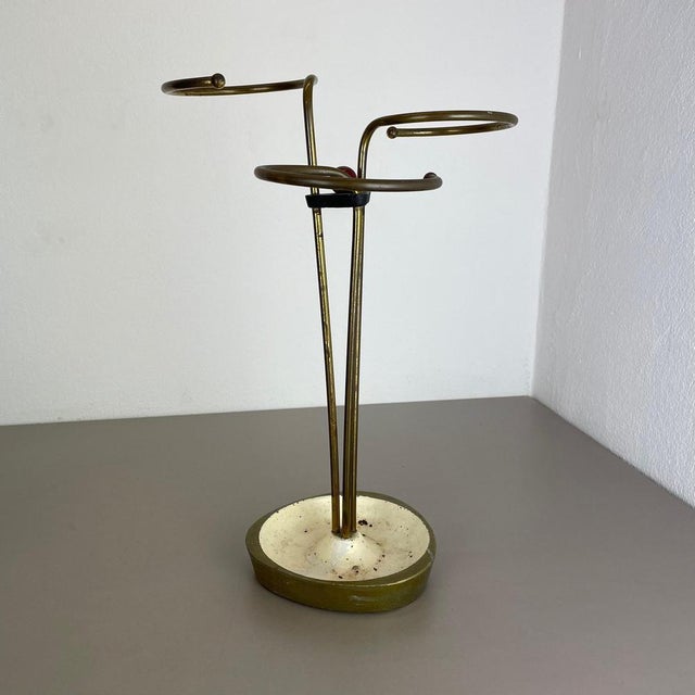 Bauhaus Modernist Metal and Brass Umbrella Stand, Germany, 1950s For Sale - Image 4 of 18