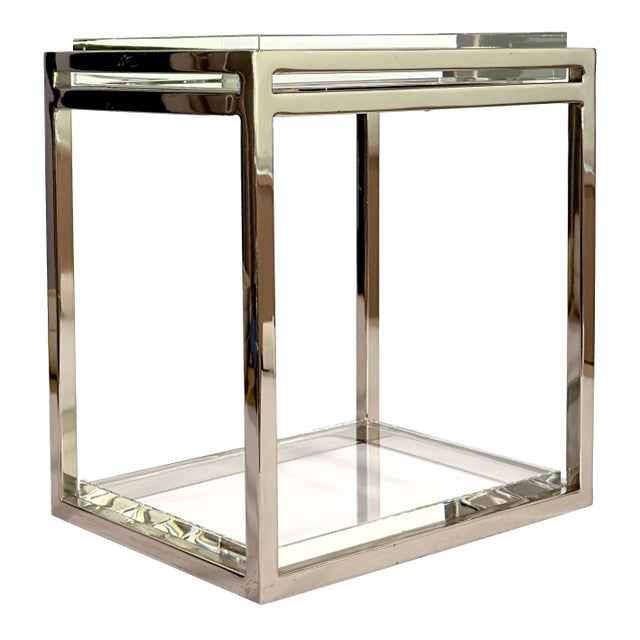 State St. Chrome & Glass End Table by ⁠Michael Amini for Aico For Sale