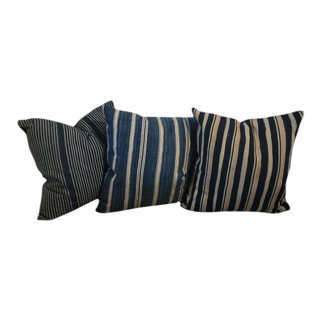 Collection of Three Striped Linen Pillows For Sale