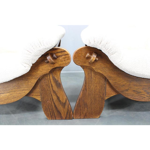 Brutalist Oak Armchairs, Czechoslovakia, 1970s, Set of 2 For Sale - Image 9 of 17