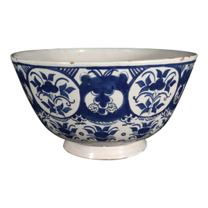 Dutch Delft Blue & White Botanical Bowl
