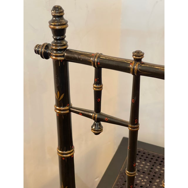 Ornamental & Decorative Materials Napoleon III Faux Bamboo Painted Cane Low Chair, 19th Century For Sale - Image 7 of 14