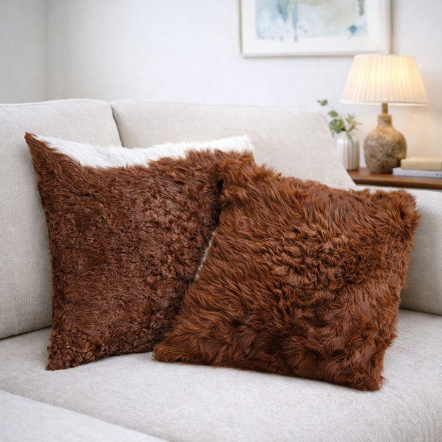 Vintage Natural Sheepskin Cushions, 1990s, Set of 2 For Sale - Image 6 of 6