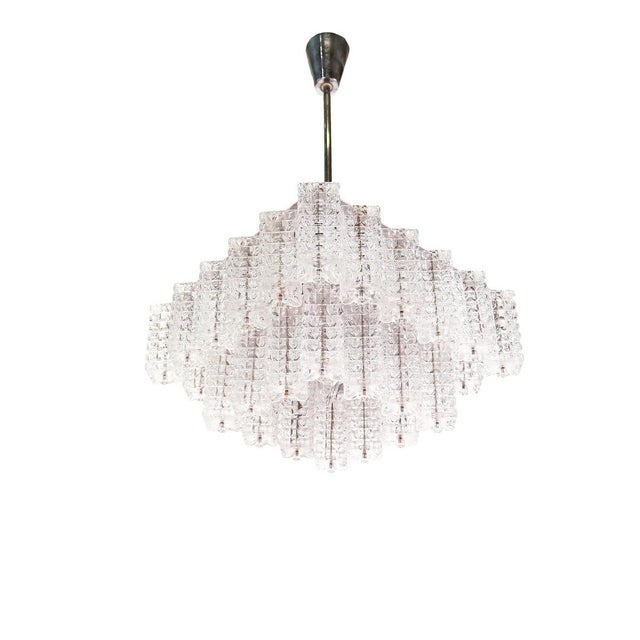 Square Chandelier in Glass & Chrome from Austrolux, Vienna, 1960s For Sale - Image 3 of 9