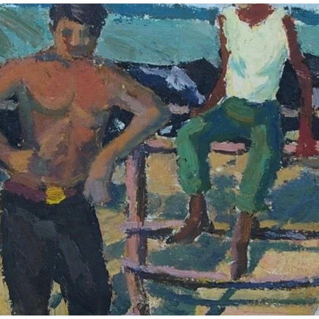 Soviet Collective Farm Oil Painting, Socialist Realism Art, 1970s 49,5-50 For Sale - Image 4 of 6