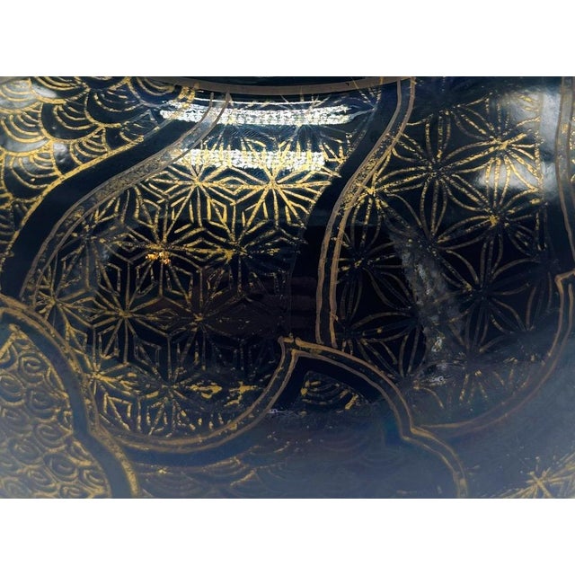 Ceramic 18th C. Qianlong Chinese Export Powder Blue Gilt Famille Rose 11 Inch Punch Bowl, Antique Qing Dynasty Chinoiserie Porcelain, Mandarin Palette For Sale - Image 7 of 18