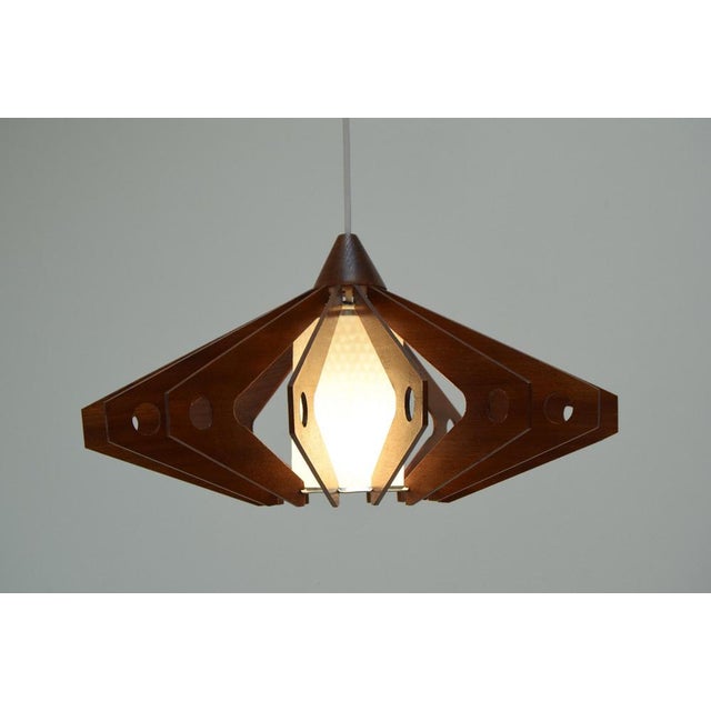 Mid-Century Wooden Pendant, Former Czechoslovakia, 1970s For Sale - Image 12 of 16