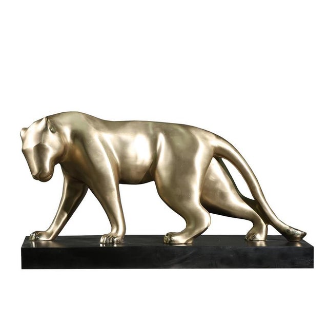Contemporary Large Panthers Sculptures, Bronzes, Set of 2 For Sale - Image 3 of 4