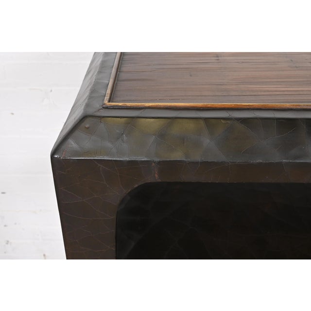 Wood Baker Furniture Hollywood Regency Chinoiserie Lacquered Bamboo Top Console Table For Sale - Image 7 of 12