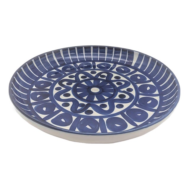 Vintage Dansk "Arabesque" Glazed Stoneware Round Serving Platter For Sale