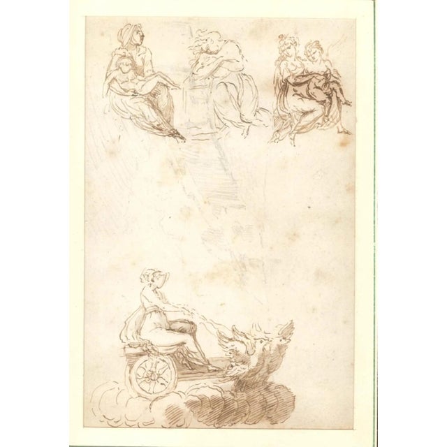 Virgin on a Winged Cart is a brown-ink drawing with watercolor interventions on paper made by an anonymous artist of the...