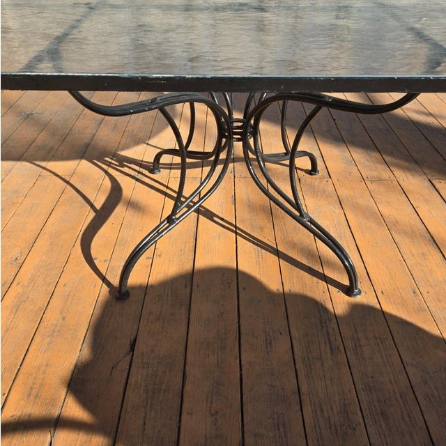 Vintage Wrought Iron Outdoor Table With Glass Top and 6 Chairs For Sale - Image 6 of 14