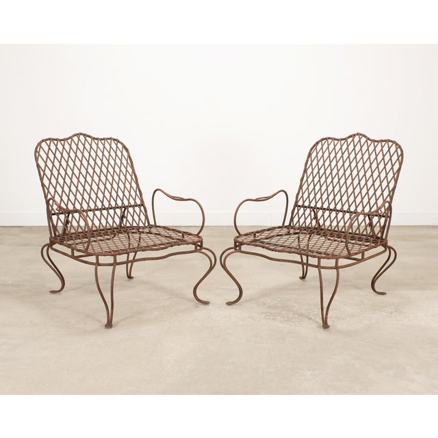 Neoclassical Pair of Rose Tarlow Twig Iron Garden Lounge Chairs + Ottomans For Sale - Image 3 of 18