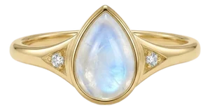 Rainbow Moonstone Cubic Zirconia Ring in 925 Sterling Silver, June Birthstone Statement Ring Us 7