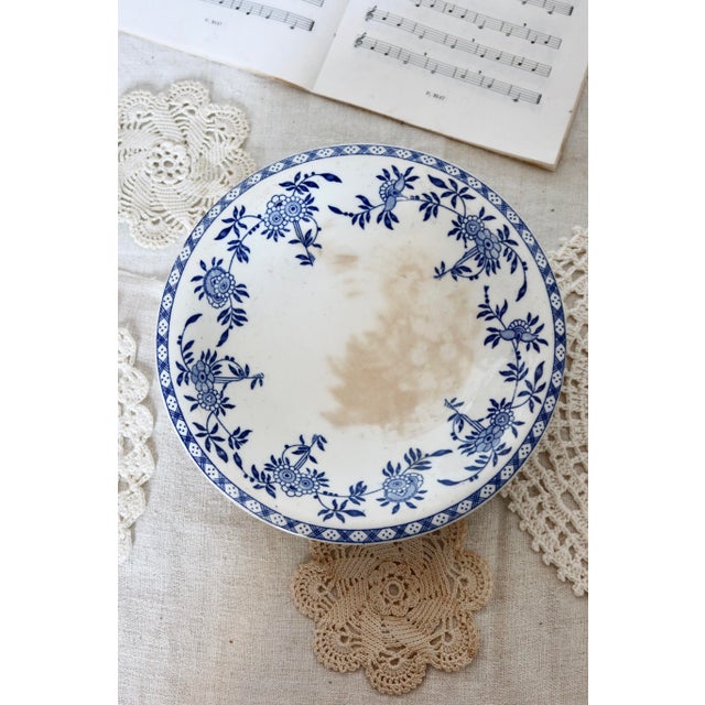 Blue Antique Porcelain Pedestal Dish from Dresden For Sale - Image 8 of 8