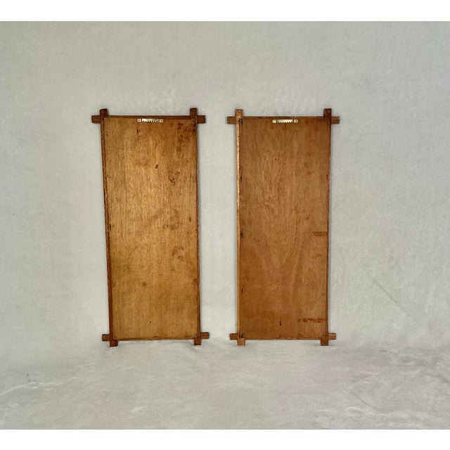 Pair Mid Century Carved Wood Flower Art Wall Hanging Plaques, Tiki Bar Tropical Exotic Decor Circa 50s 60s For Sale - Image 11 of 12