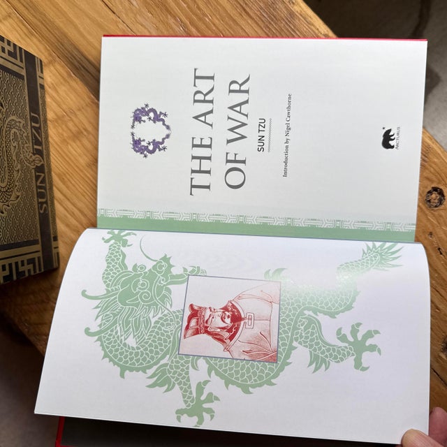 2022 Deluxe Red Silkbound and Gilt Hardcover the Art of War Sun Tzu Black Gold Ornate Slipcase For Sale - Image 4 of 11