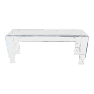 Mid-Century Modern Large Console Table Glass Top Lucite Base