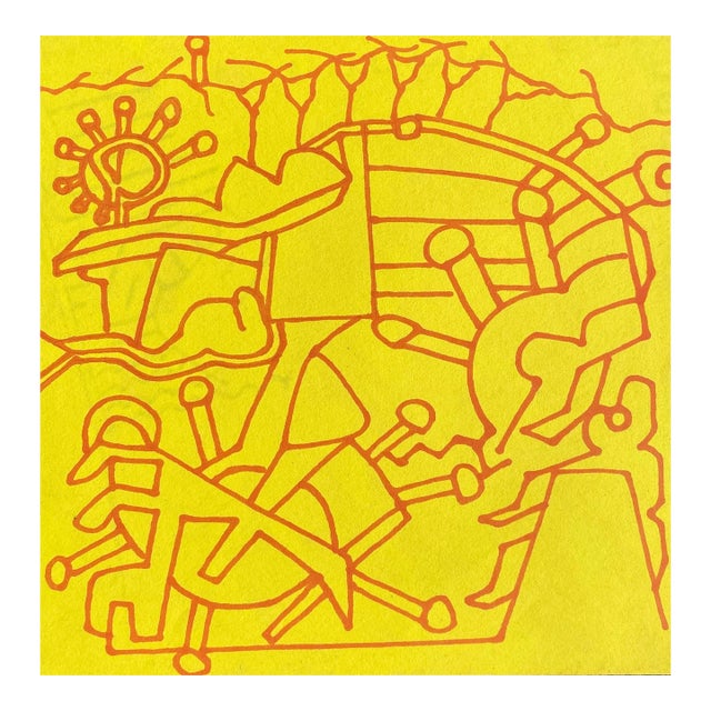 1970s Larry Connatser Yellow Abstract Drawing For Sale