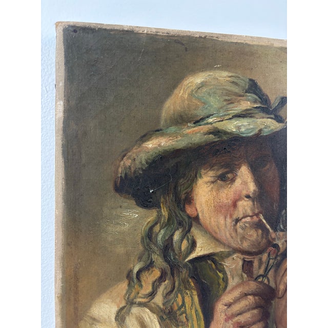 19th Century Oil Portrait Study of a Man With Pipe For Sale In Chicago - Image 6 of 12