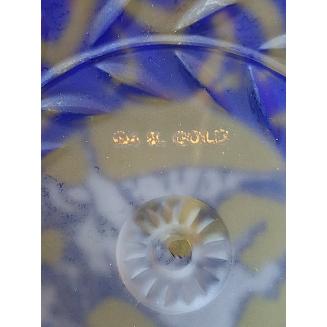 Vintage A. Barton Creation 24k Gold & Cobalt Blue Glass Seder Plate - 13.25" For Sale - Image 12 of 16