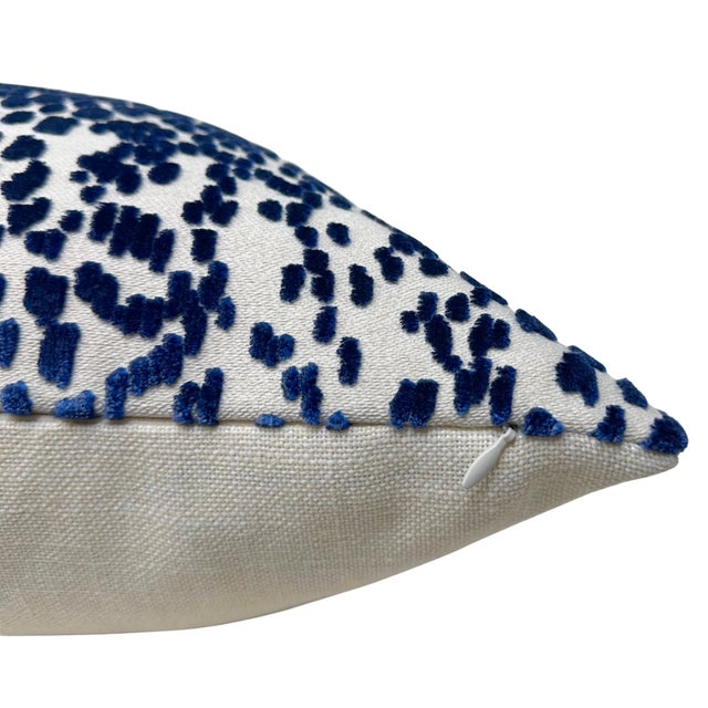Les Touches Velvet Blue Pillow Cover, 22x22 Pillow For Sale - Image 4 of 4