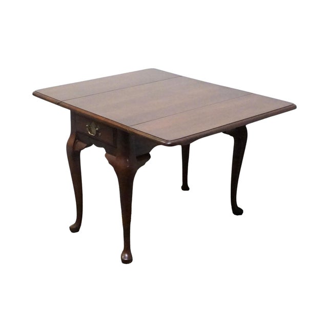 Bassett Furniture Solid Cherry Traditional Style 34" Drop Leaf Accent End Table For Sale - Image 9 of 16