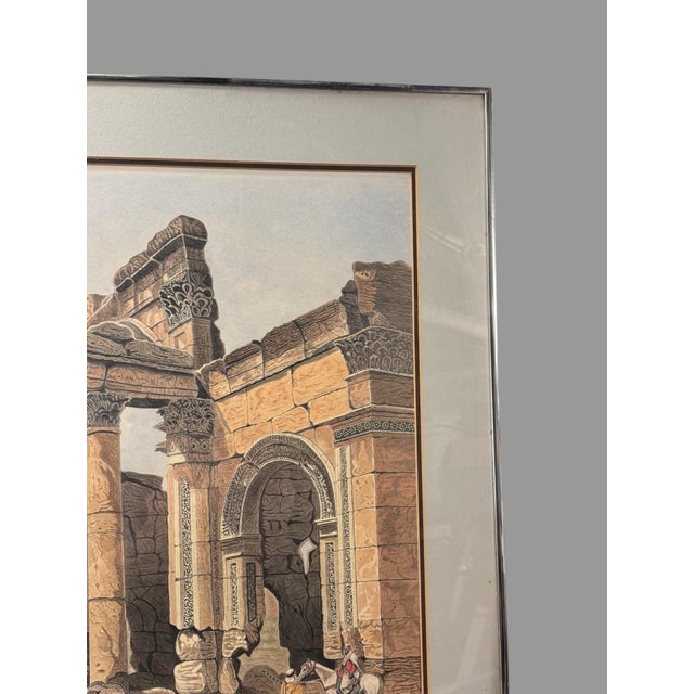 Classical Roman Vintage Landscape Watercolor Painting Drawing of the Monumental Arch For Sale - Image 3 of 8