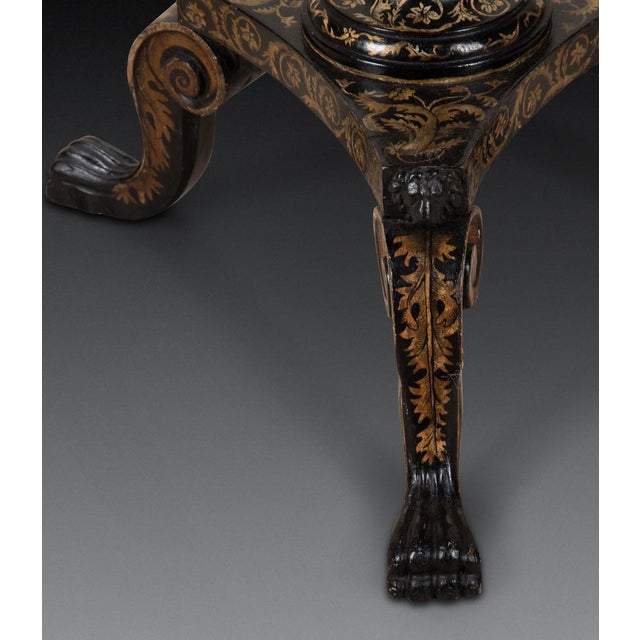 Regency Penwork Tripod Games Table, 1820s For Sale - Image 10 of 12