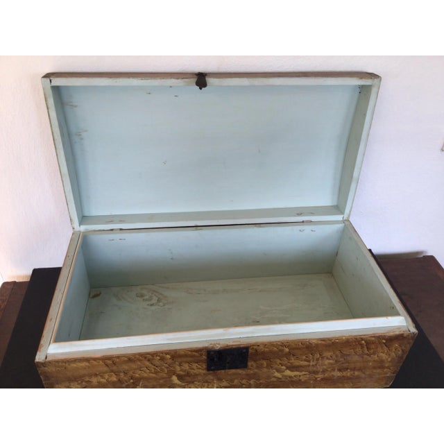 Mid 19th Century Antique Folk Art Dome Painted Chest For Sale - Image 5 of 11